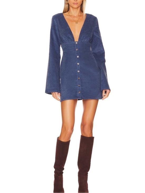 House of Harlow 1960 Dresses & Skirts - House of Harlow 1960 x REVOLVE Cardella Vintage Blue Corduroy Mini Dress Size Sm